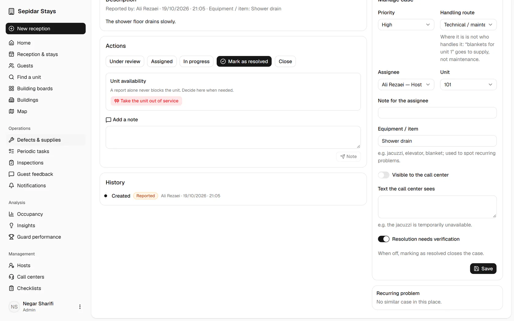 Turn on Visible to the call center and write the text operators can share with guests.