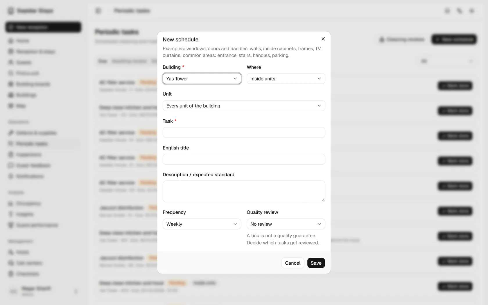 Write the task title and the expected standard, so the host knows exactly what to do.