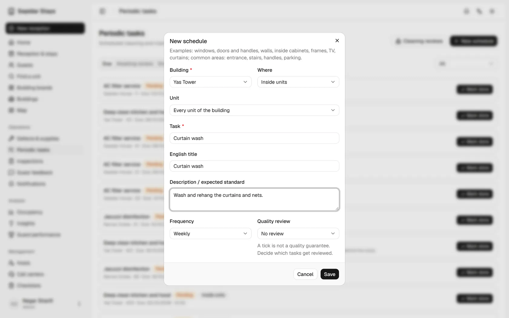 Set the frequency to monthly, so the task comes round once a month.