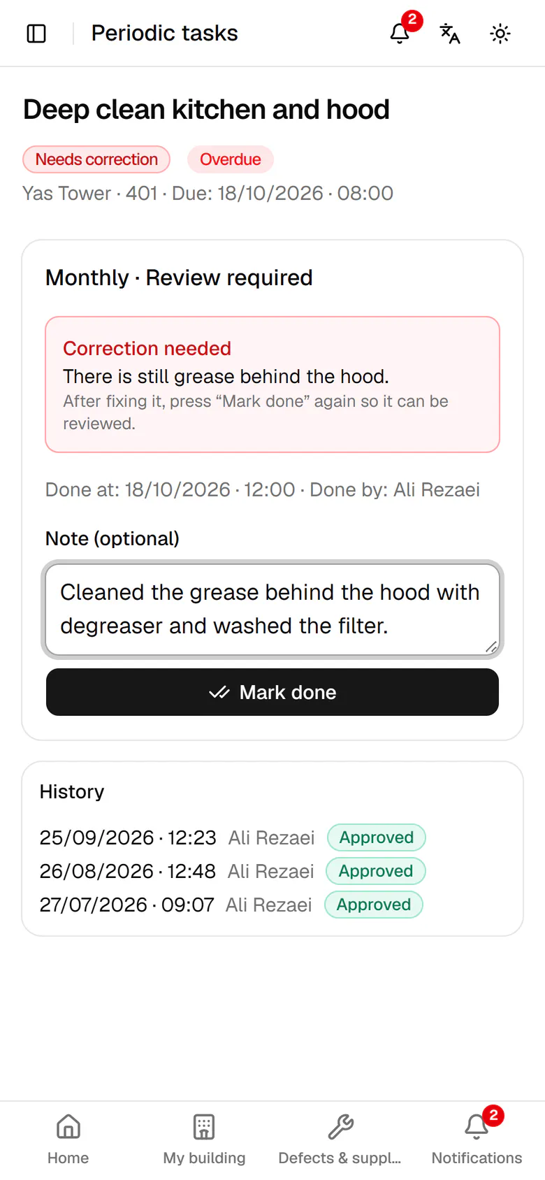 Tap Mark done again to send it for review.